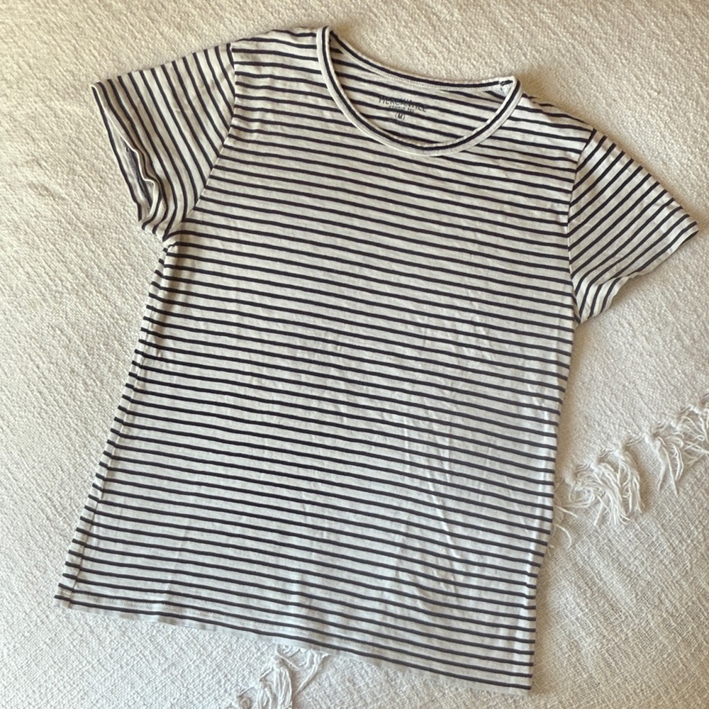 J. Crew Navy and White Striped Short Sleeve Tee